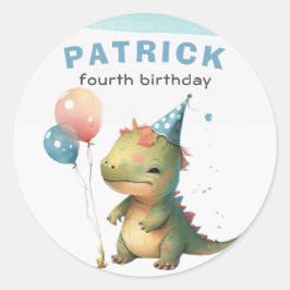 Adesivo Dino Party Watercolor Boy Blue Birday