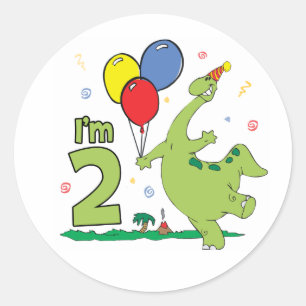 Adesivo Dino segundo aniversário Classic Round Sticker