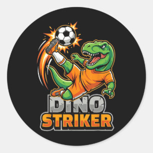 Adesivo Dino Striker T-rex Chute de Futebol Dinossauro Eng