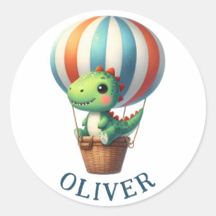 Adesivo Dino Verde Fofo Levanta Voo em um Balão de Ar Quen