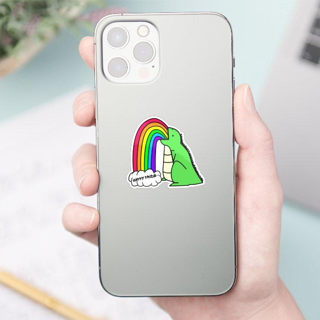 Adesivo Dino Vomitando Arco-Íris (Telefone)