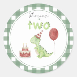 Adesivo Dinosaur aquarela aniversário de 2 anos