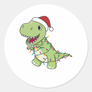 Adesivo Dinosaur Christmas Snow Winter T-Rex Dino