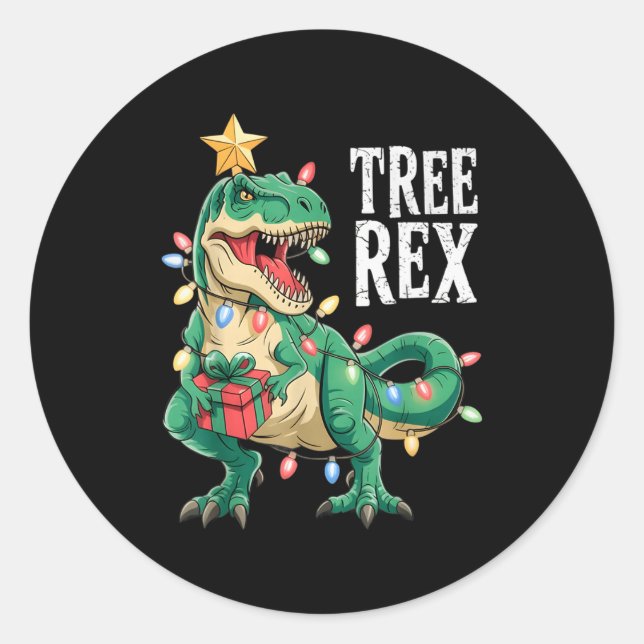 Adesivo Dinosaur Christmas Tree Rex Pajamas Men Boys Xmas  (Frente)