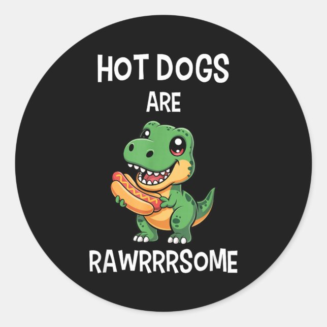 Adesivo Dinosaur T Rex Hot Dog Shirt Funny Hot Dogs Are Ra (Frente)