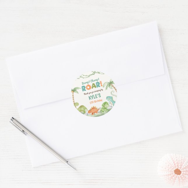 Adesivo Dinosaur Watercolor Birthday (Envelope)