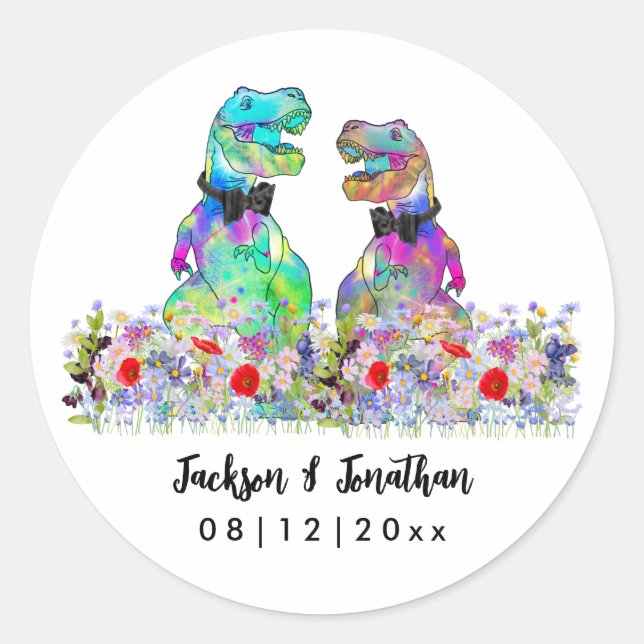Adesivo Dinosaur Wildflower Gay Wedding (Frente)
