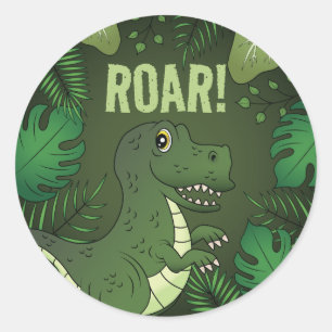 Adesivo Dinosaurinho T-rex Cartoon Fofo Verde Com Texto Ru