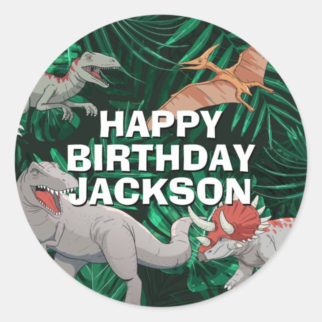 Adesivo Dinossaur Birthday Dino Jurassic Trex Boy (Frente)