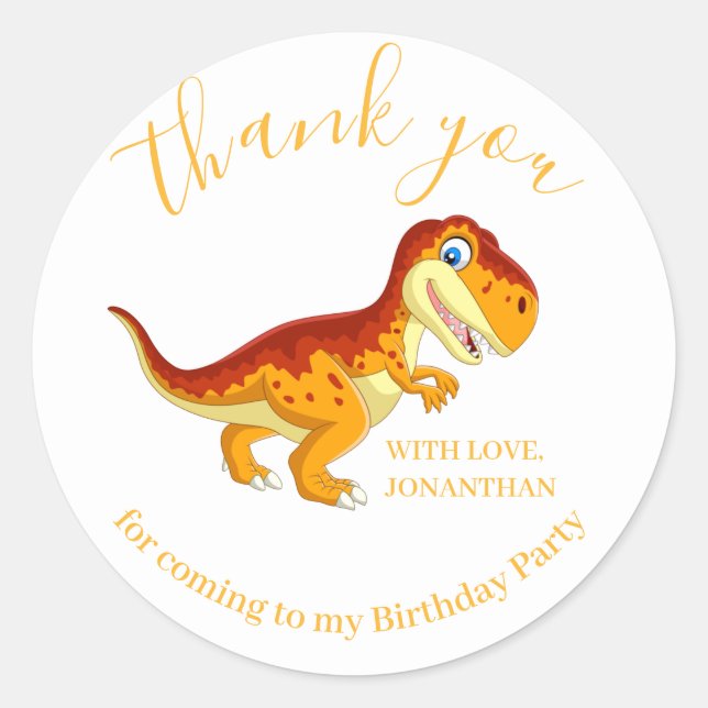 Adesivo Dinossaur Dourado Feliz Aniversário Obrigado (Frente)