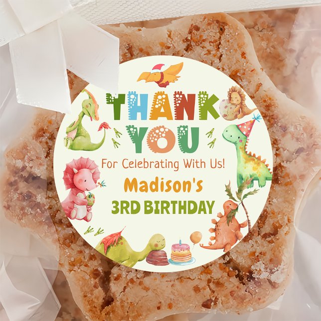 Adesivo Dinossaur Greenery Avinheta de Aniversário (Criador carregado)