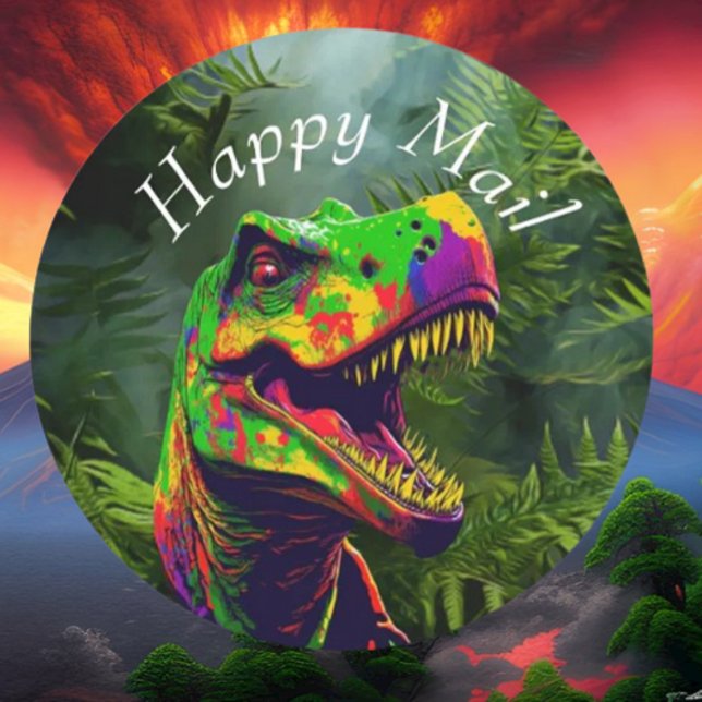 Adesivo Dinossaur Jurassur Jungle Happy Mail (Bring your dream party to life with our selection of quality Dinosaur themed party supplies )