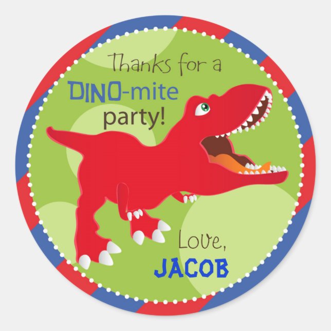 Adesivo Dinossaur Tyrannosaurus Rex Birthday Topper Cupcak (Frente)