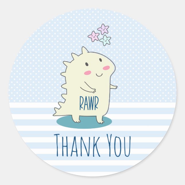 Adesivo Dinossauro Amarelo bonito com estrelas felizes Obr (Frente)