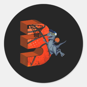 Adesivo Dinossauro aniversário de 3 anos de Basquete Ofere