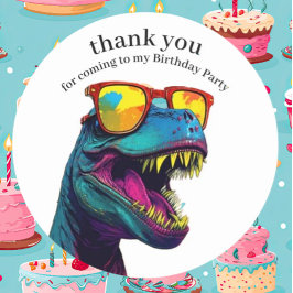 Adesivo Dinossauro Azul Feliz Aniversário Obrigado