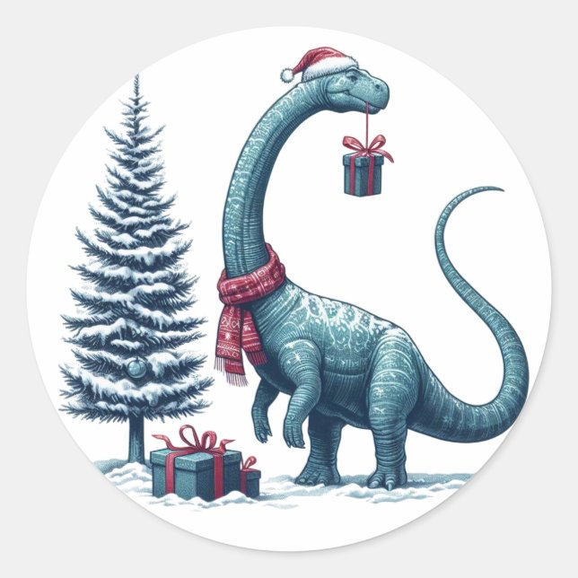 Adesivo dinossauro Brontosauro de Natal (Frente)