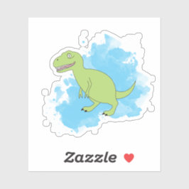 Adesivo Dinossauro com Design de Fundo de Aquarela