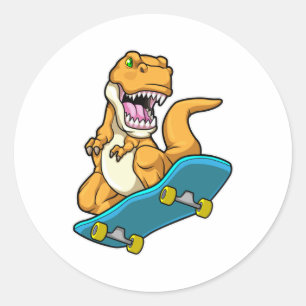 Adesivo Dinossauro como Patinador com skate