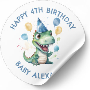 Adesivo Dinossauro de Aniversário Gelado Personalizado