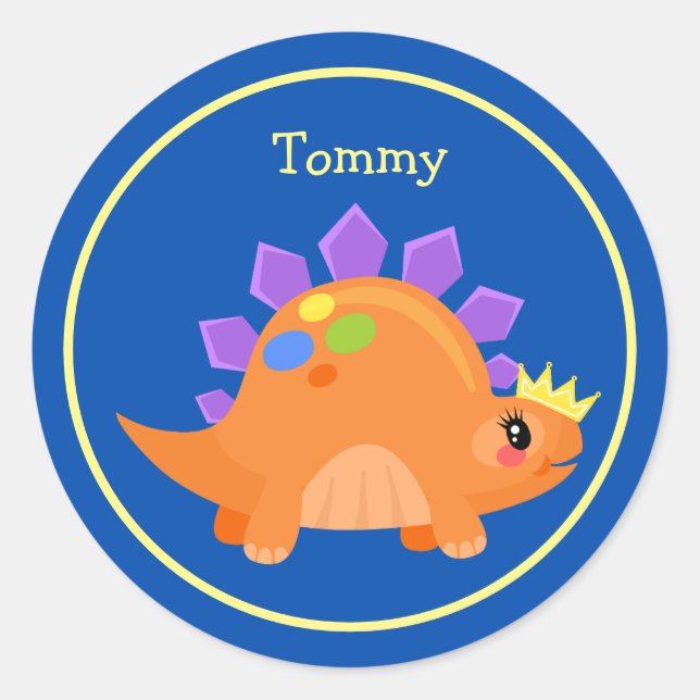 Adesivo Dinossauro de Bebê Azul-Cor-de-Laranja (Frente)