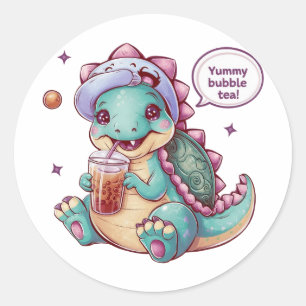 Adesivo Dinossauro de Cartoon Adorável: Cozy, Kawaii Vibes