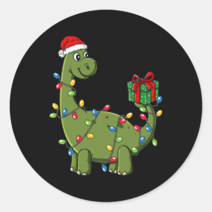 Adesivo Dinossauro De Natal Com Meninos Divertidos De Luz