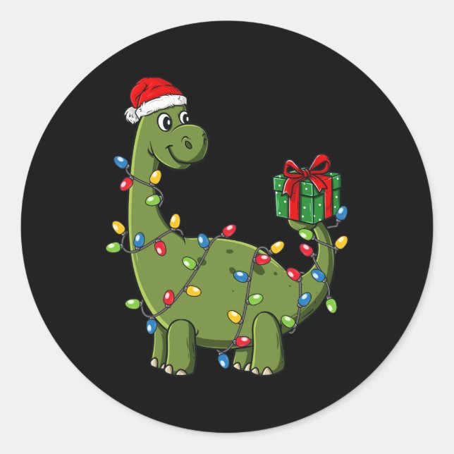 Adesivo Dinossauro De Natal Com Meninos Divertidos De Luz  (Frente)