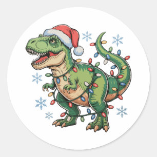 Adesivo Dinossauro de Natal T Rex Luzes Feliz Natal Papai 