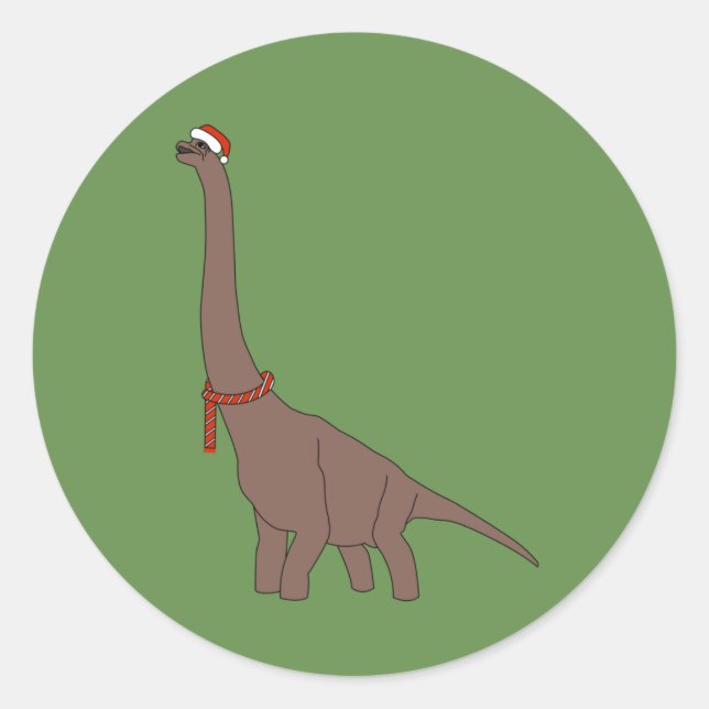 Adesivo dinossauro de pescoço longo marrom de Natal illusi (Frente)