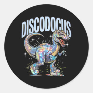 Adesivo Dinossauro Disco Diplodocus 70s Dino Dançando Engr