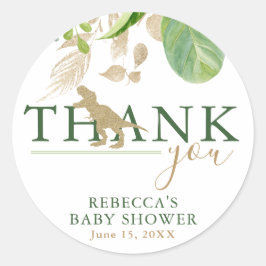 Adesivo Dinossauro Elegante Verde e Chá de fraldas Dourado