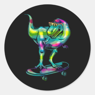 Adesivo Dinossauro Em Skate Patinando Patinador Equipament