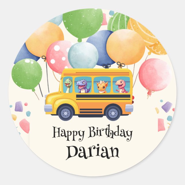 Adesivo Dinossauro Engraçado De Volta Para O Balão De Ônib (Frente)