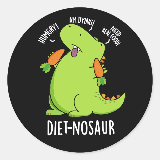 Adesivo Dinossauro Engraçado Dinossauro Dieta Escuro BG (Frente)