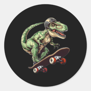 Adesivo Dinossauro Engraçado T Rex Em Skate Skateboard K