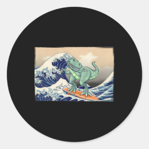 Adesivo Dinossauro Engraçado, T Rex Surfando, Arte de Dino