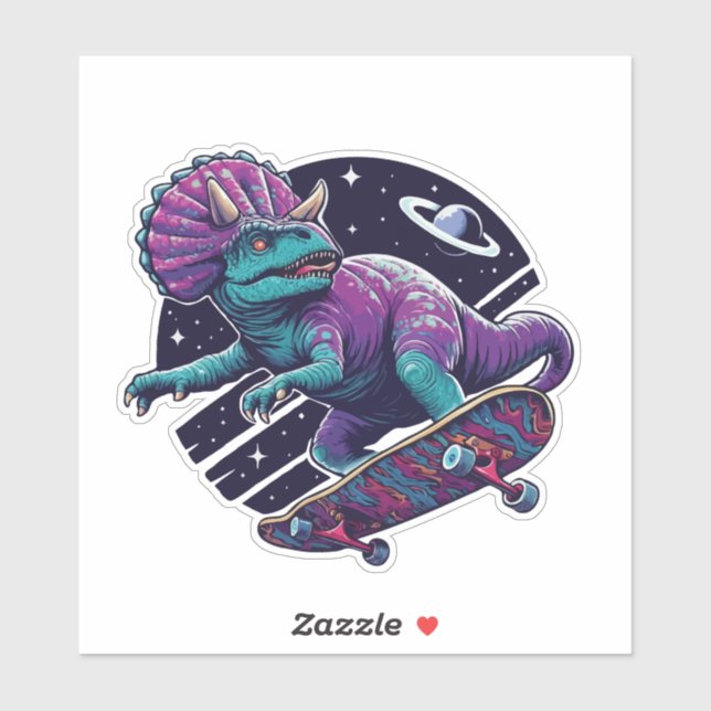 Adesivo Dinossauro Espacial de Skate (Folha)
