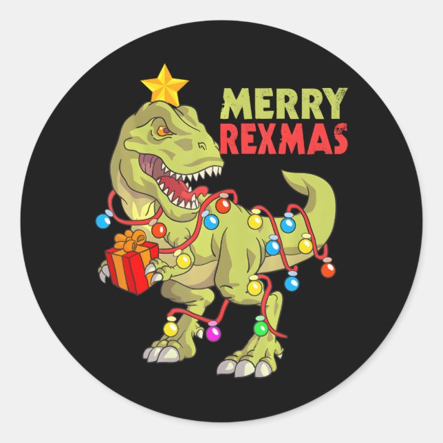 Adesivo Dinossauro Feliz de Natal Rexmas Boys Toddler Dino (Frente)