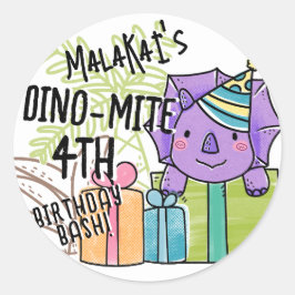 Adesivo Dinossauro Festa de aniversário de Dino-Mite Kid