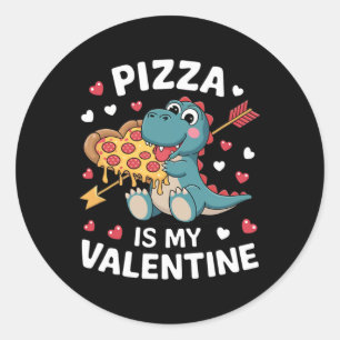 Adesivo Dinossauro Fofo Segurando Pizza Para Um Dia dos Na