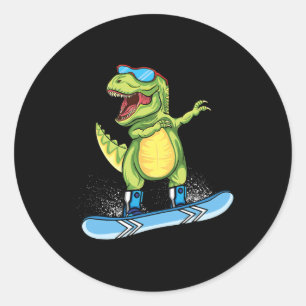 Adesivo Dinossauro Legal Andando de Snowboard Dabbing T Re