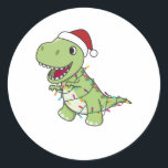 Adesivo Dinossauro Natal Neve Inverno T-Rex Dino<br><div class="desc">O T-Rex para o Natal com luzes de fadas. Animais engraçados com presentes e neve nas férias. Também é engraçado para o Natal em julho. Dinos são animais bonitos e perfeitos para o Natal.</div>