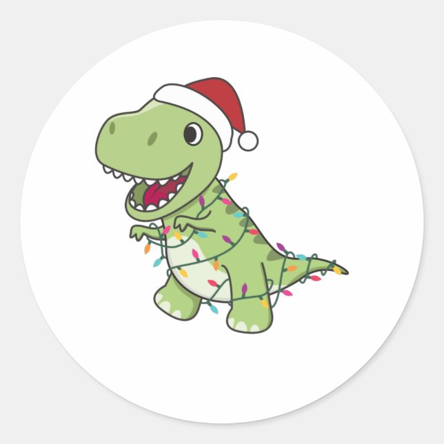 Adesivo Dinossauro Natal Neve Inverno T-Rex Dino (Frente)