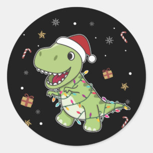 Adesivo Dinossauro Natal Neve Inverno T-Rex Dino Clássico