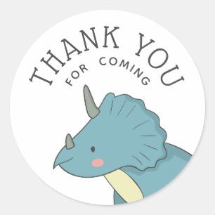 Adesivo Dinossauro Obrigado Favor de Festa Triceratops A