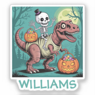 Adesivo Dinossauro Personalizado do Esqueleto do Halloween