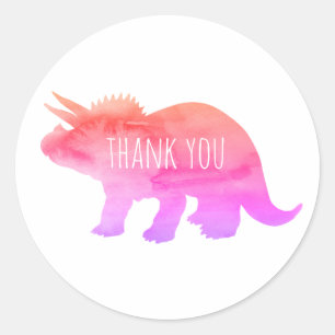 Adesivo Dinossauro Rosa Triceratops Obrigado