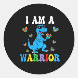 Adesivo Dinossauro T-rex Crianças Eu Sou Um Guerreiro Auti