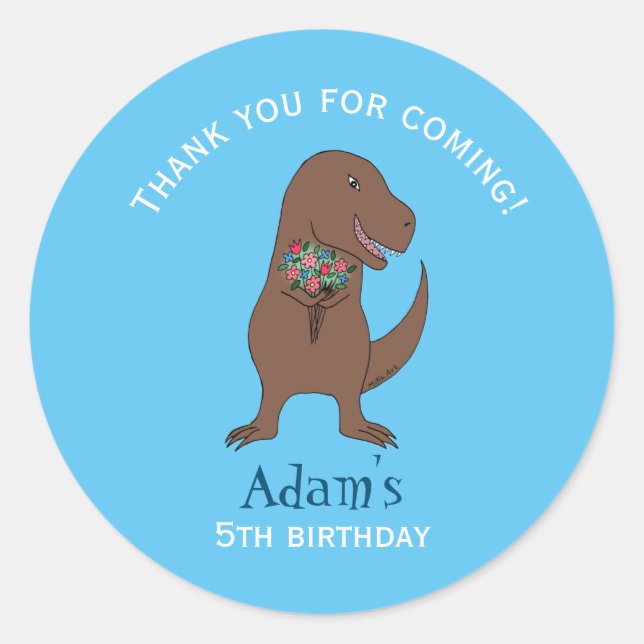 Adesivo Dinossauro T-Rex Festa de aniversário Favorito Pre (Frente)